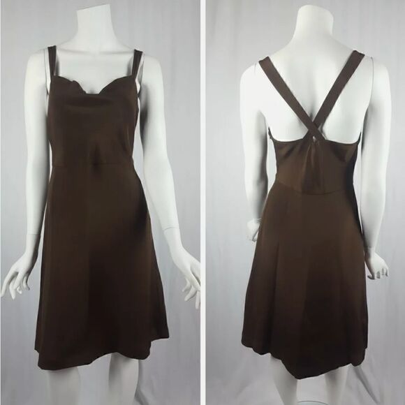 J. Crew Size 4 Brown Silk Tricotine Robin Short Dress Formal Crisscross Straps - Picture 1 of 10